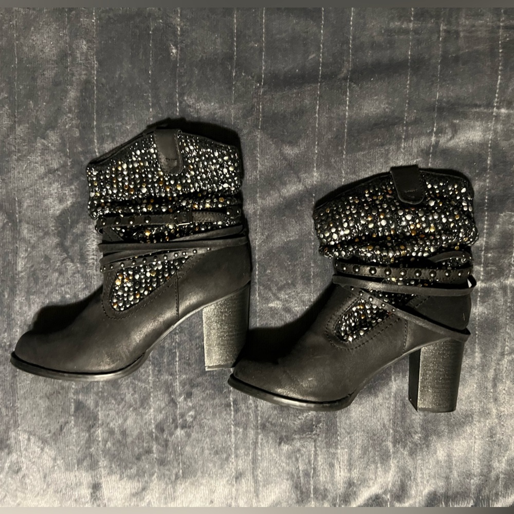 Not Rated brand, Black & Silver Studded Ankle Boots